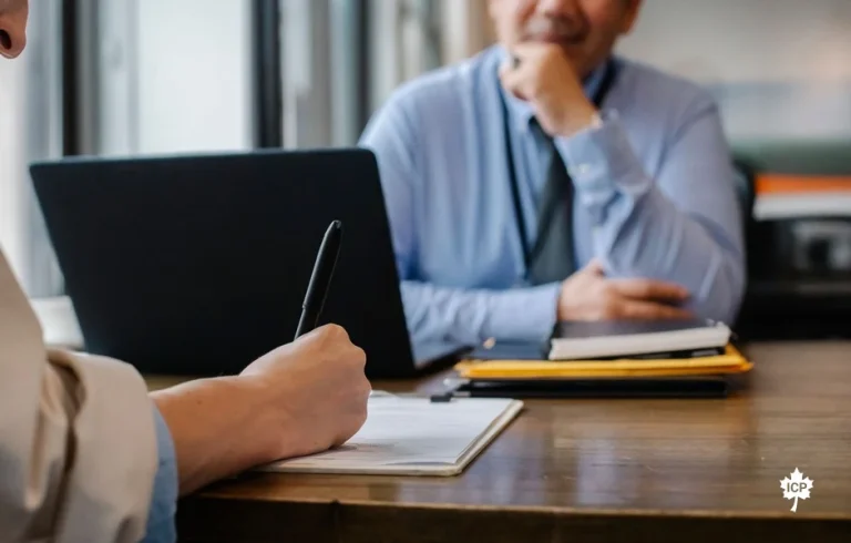 Job interview at a desk, used for the Express Entry job-offer story