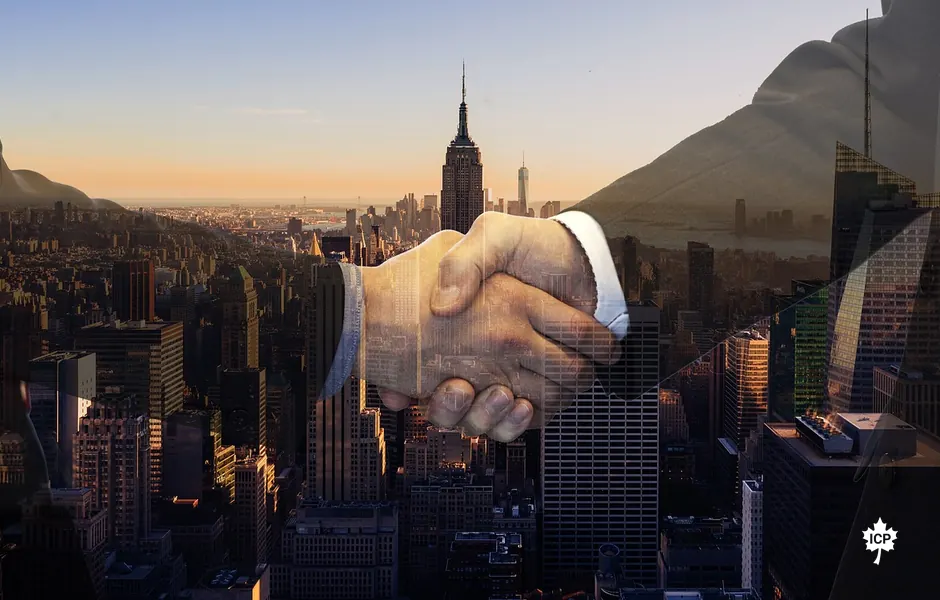 Handshake over a city