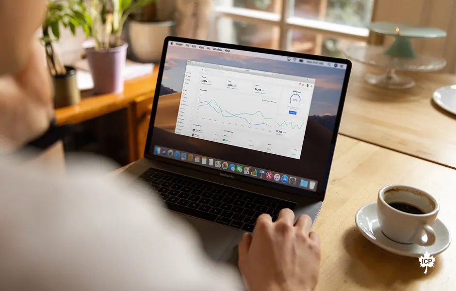 A laptop on a desk